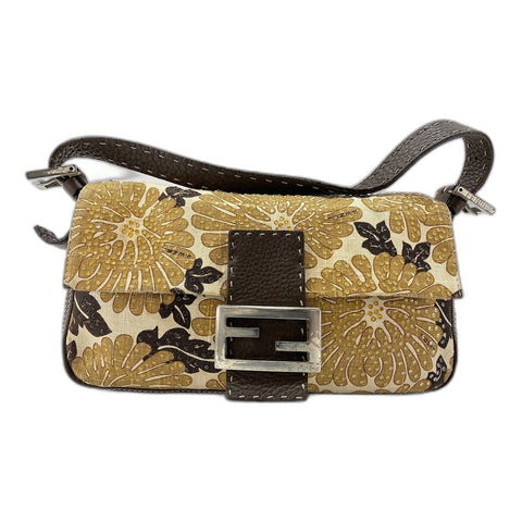 FENDI Canvas Mamma Bucket Shoulder Bag Brown WS31708