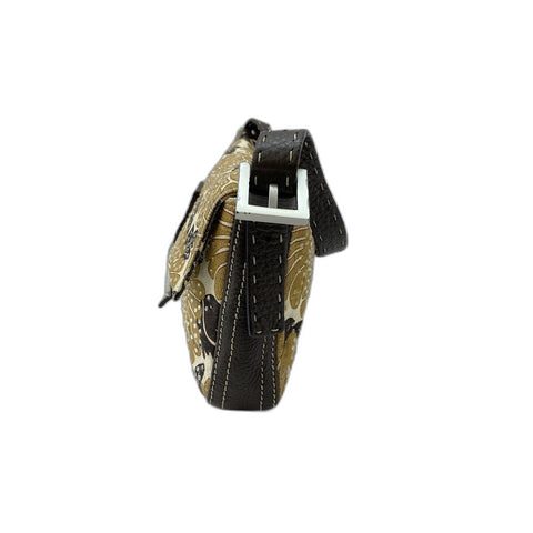 FENDI Canvas Mamma Bucket Shoulder Bag Brown WS31708