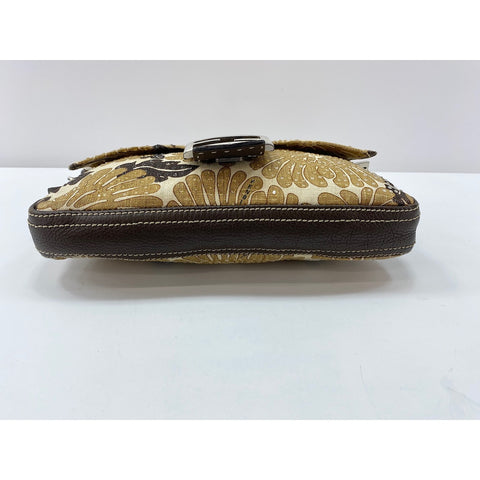 FENDI Canvas Mamma Bucket Shoulder Bag Brown WS31708