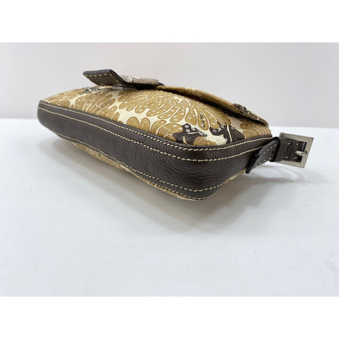 FENDI Canvas Mamma Bucket Shoulder Bag Brown WS31708
