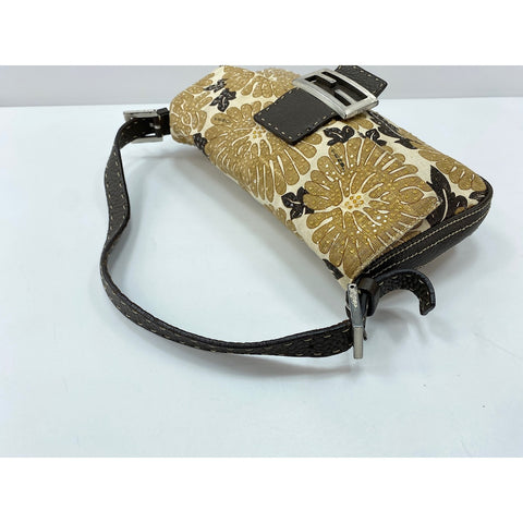 FENDI Canvas Mamma Bucket Shoulder Bag Brown WS31708