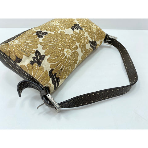 FENDI Canvas Mamma Bucket Shoulder Bag Brown WS31708