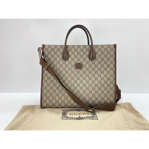 GUCCI GG Supreme 2WAY Handbag Brown WS31709