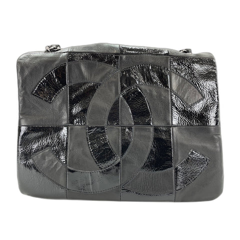 CHANEL Lambskin Patchwork COCO Mark Shoulder Bag black WS31710