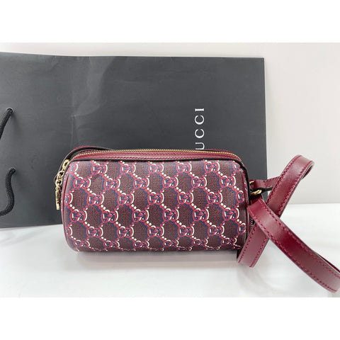 GUCCI Leather GG Shadow Shoulder Bag wine-red WS31714