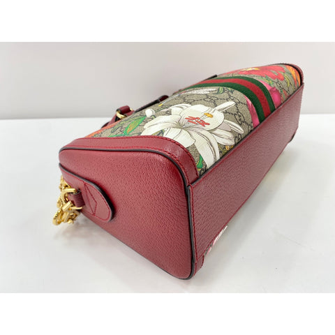 GUCCI Leather 2-way Ophidia GG Flora Handbag beige WS31716
