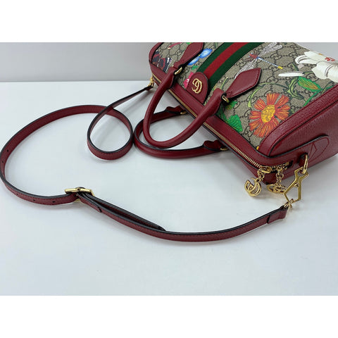GUCCI Leather 2-way Ophidia GG Flora Handbag beige WS31716