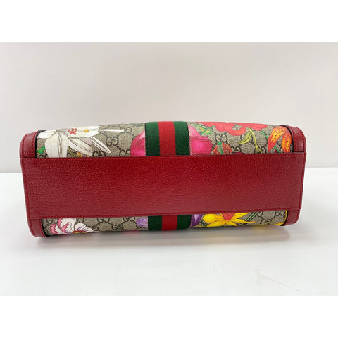 GUCCI Leather 2-way Ophidia GG Flora Handbag beige WS31716