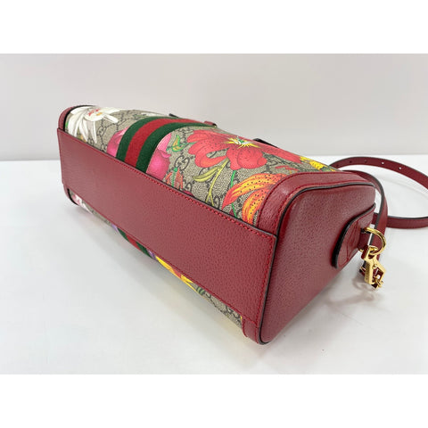 GUCCI Leather 2-way Ophidia GG Flora Handbag beige WS31716