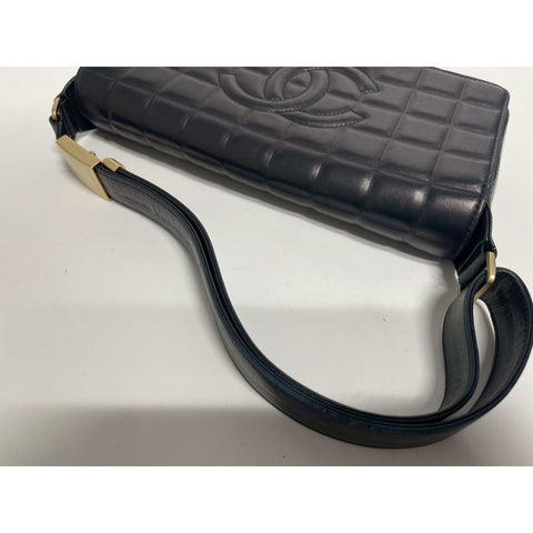 CHANEL Chocolate bar Shoulder Bag lambskin black WS31733