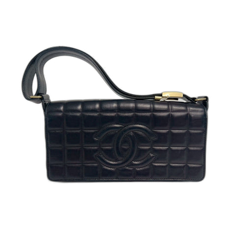CHANEL Chocolate bar Shoulder Bag lambskin black WS31733