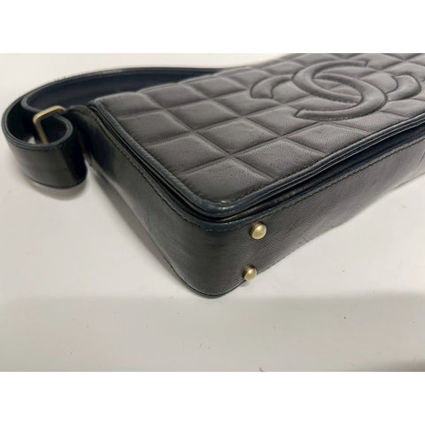 CHANEL Chocolate bar Shoulder Bag lambskin black WS31733