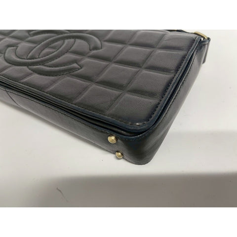 CHANEL Chocolate bar Shoulder Bag lambskin black WS31733