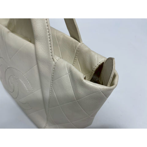 CHANEL Chevron Handbag leather beige WS31734