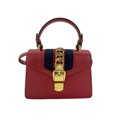 GUCCI 2WAY Sylvie Handbag Red WS31739