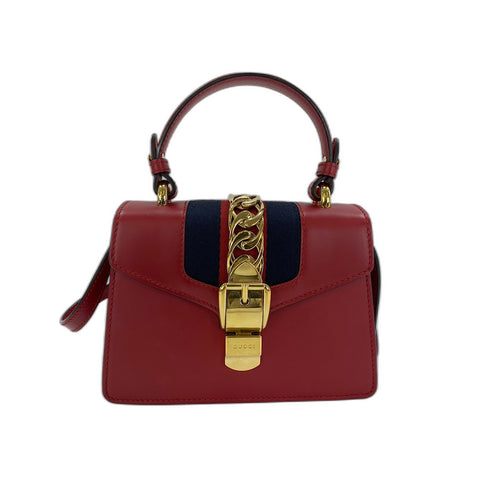 GUCCI 2WAY Sylvie Handbag Red WS31739