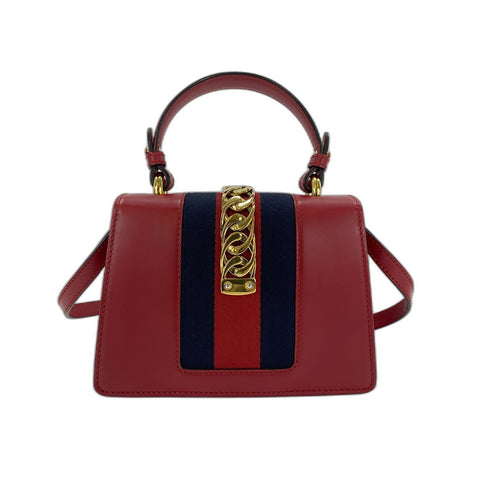GUCCI 2WAY Sylvie Handbag Red WS31739