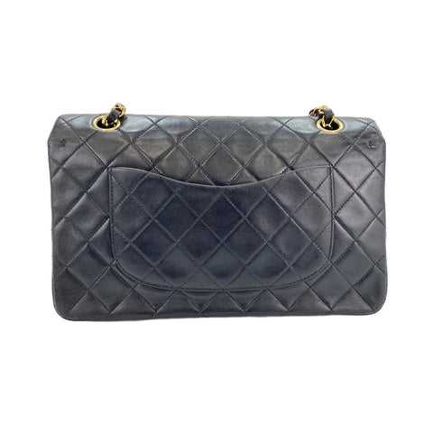 CHANEL Lambskin Matelasse25 Double Flap Shoulder Bag black WS31751