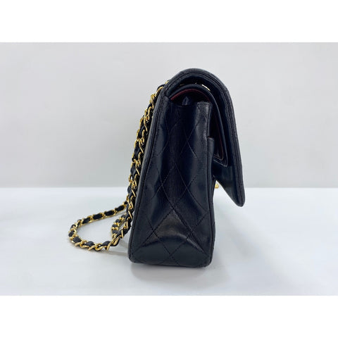 CHANEL Lambskin Matelasse25 Double Flap Shoulder Bag black WS31751