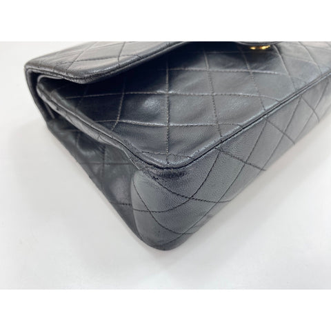 CHANEL Lambskin Matelasse25 Double Flap Shoulder Bag black WS31751