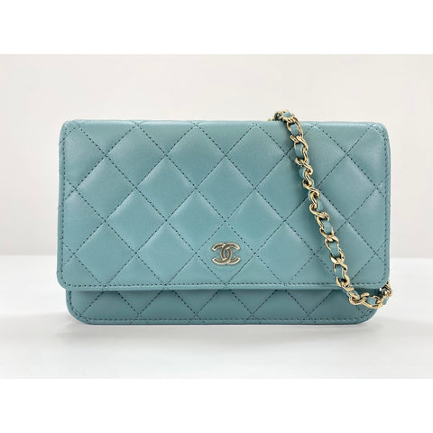CHANEL Lambskin Matelasse Shoulder Bag green WS31752