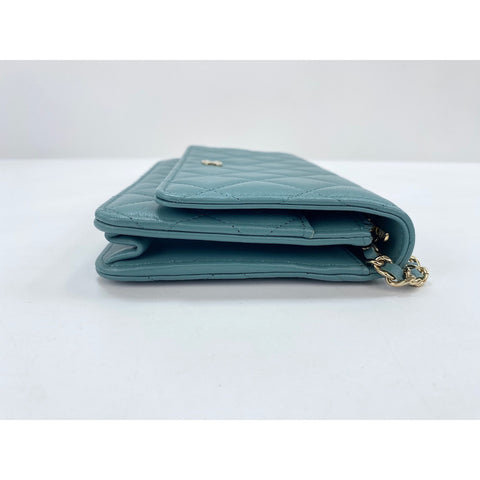 CHANEL Lambskin Matelasse Shoulder Bag green WS31752