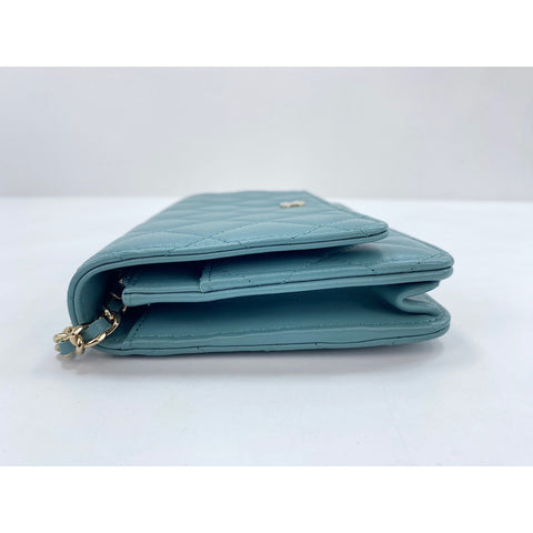 CHANEL Lambskin Matelasse Shoulder Bag green WS31752