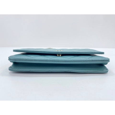 CHANEL Lambskin Matelasse Shoulder Bag green WS31752