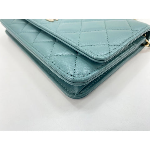 CHANEL Lambskin Matelasse Shoulder Bag green WS31752
