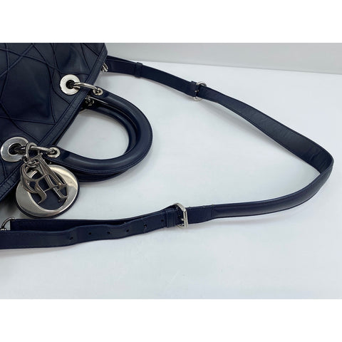 Christian Dior 2WAY Cannage Handbag Navy WS31770
