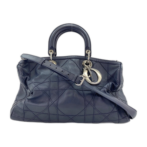 Christian Dior 2WAY Cannage Handbag Navy WS31770