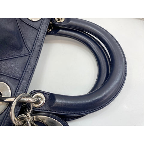 Christian Dior 2WAY Cannage Handbag Navy WS31770