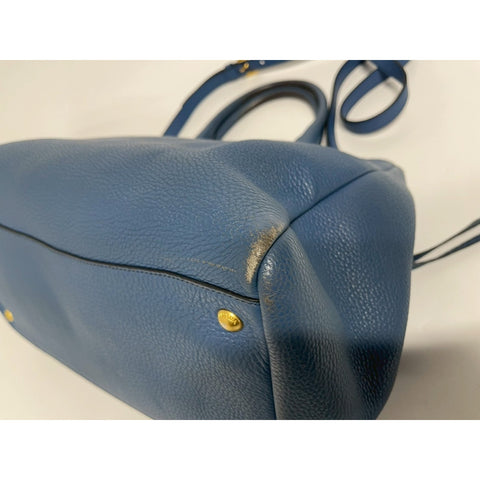 PRADA 2WAY Tote Bag Handbag leather blue WS31789