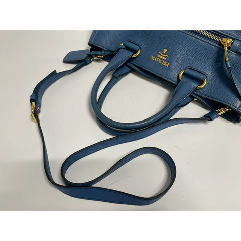 PRADA 2WAY Tote Bag Handbag leather blue WS31789