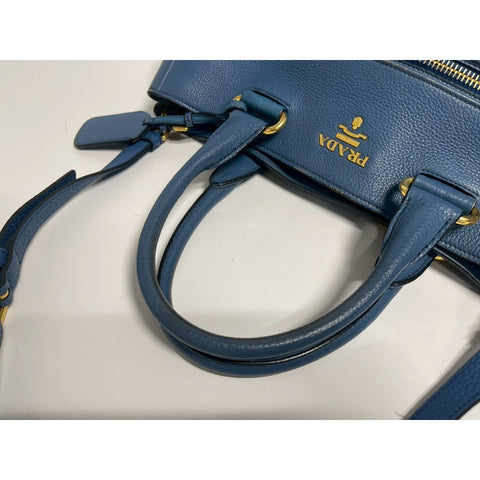 PRADA 2WAY Tote Bag Handbag leather blue WS31789