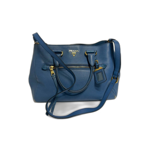 PRADA 2WAY Tote Bag Handbag leather blue WS31789