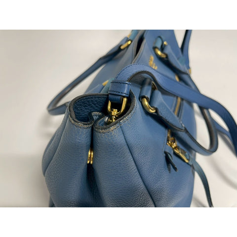 PRADA 2WAY Tote Bag Handbag leather blue WS31789