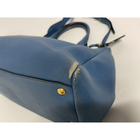PRADA 2WAY Tote Bag Handbag leather blue WS31789
