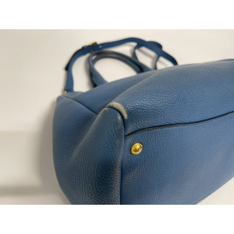 PRADA 2WAY Tote Bag Handbag leather blue WS31789