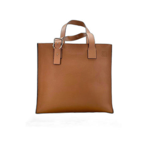LOEWE Buckle Zip Tote Shoulder Bag Brown WS31797