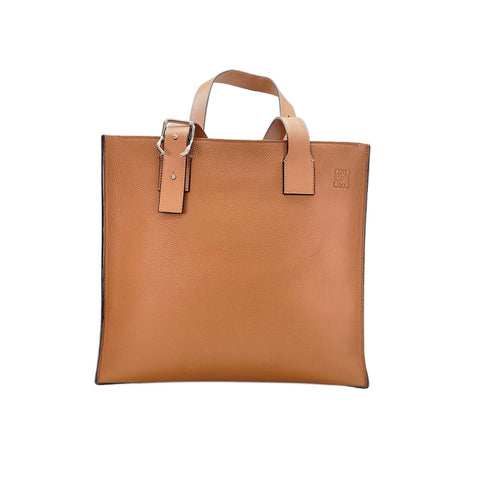 LOEWE Buckle Zip Tote Shoulder Bag Brown WS31797