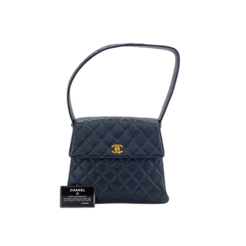 CHANEL Caviar Skin Matrasse Shoulder Bag black WS31814
