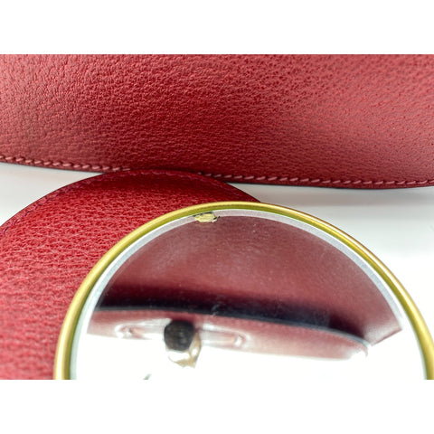 GUCCI Leather 2-Way Bamboo Handbag Red WS31821