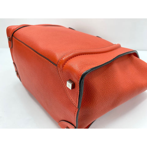 CELINE Calfskin Luggage Mini Shopper Handbag Orange WS31835