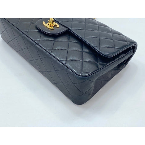 CHANEL Lambskin Matelassé 25 Double Flap Shoulder Bag black WS31843