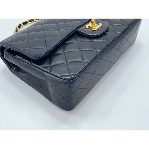 CHANEL Lambskin Matelassé 25 Double Flap Shoulder Bag black WS31843