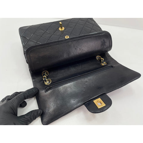 CHANEL Lambskin Matelass 25 Double Flap Shoulder Bag black WS31858