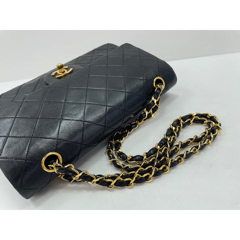 CHANEL Lambskin Matelass 25 Double Flap Shoulder Bag black WS31860