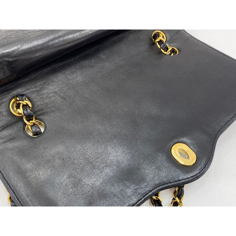 CHANEL Lambskin Matelasse Double Flap Shoulder Bag black WS31910