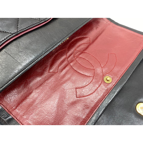 CHANEL Lambskin Matelasse Double Flap Shoulder Bag black WS31910